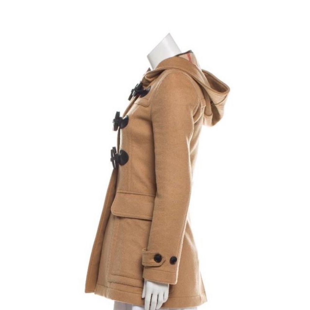 Burberry Camel beige hooded wool coat